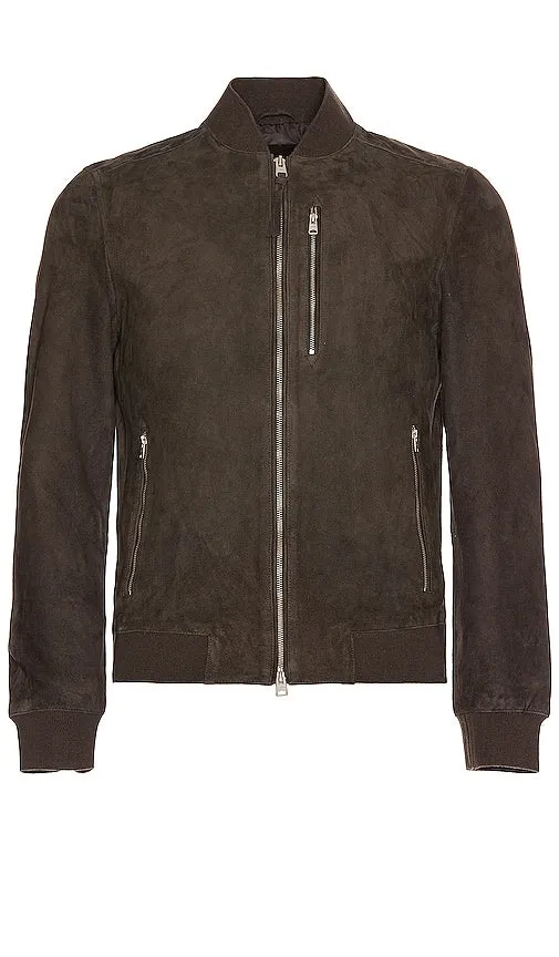 ALLSAINTS Kemble Suede Bomber in Grey
