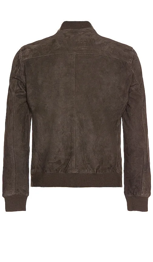 ALLSAINTS Kemble Suede Bomber in Grey
