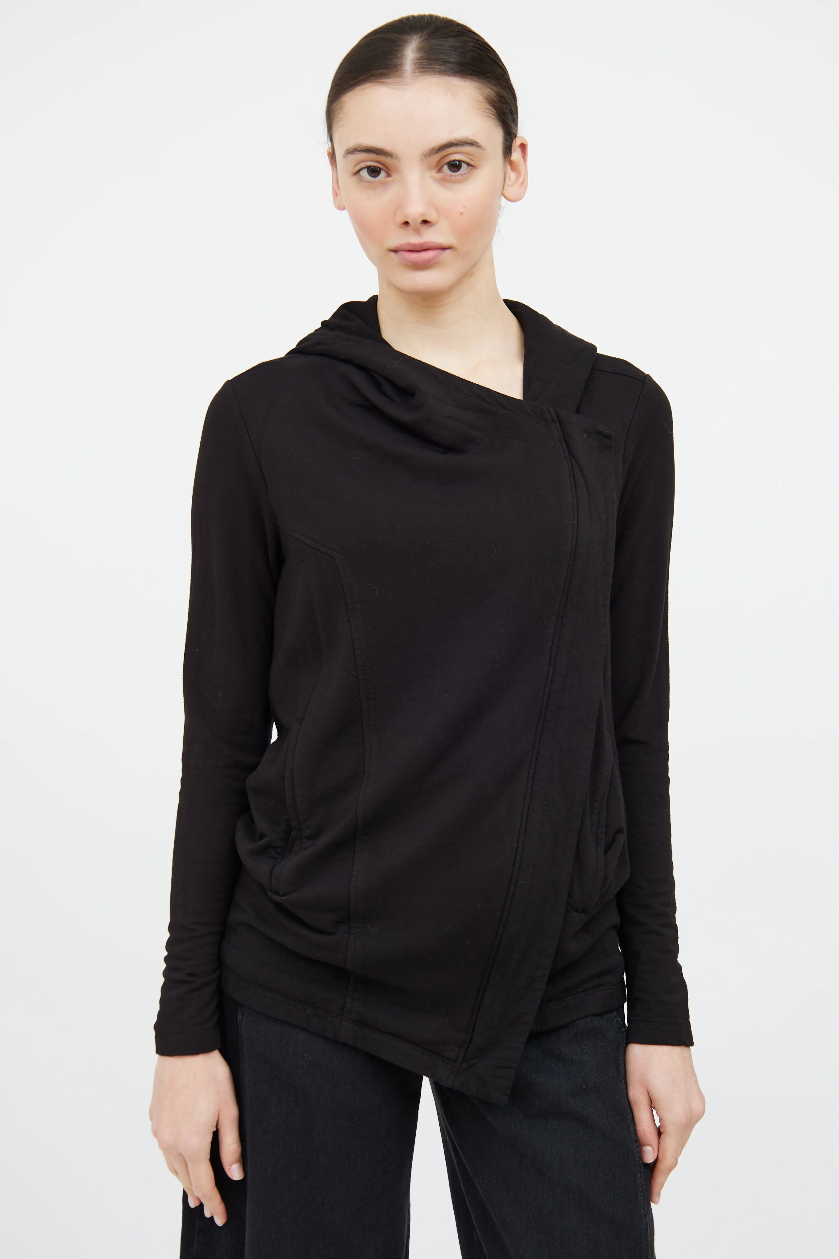 Asymmetrical Zip Hood Top