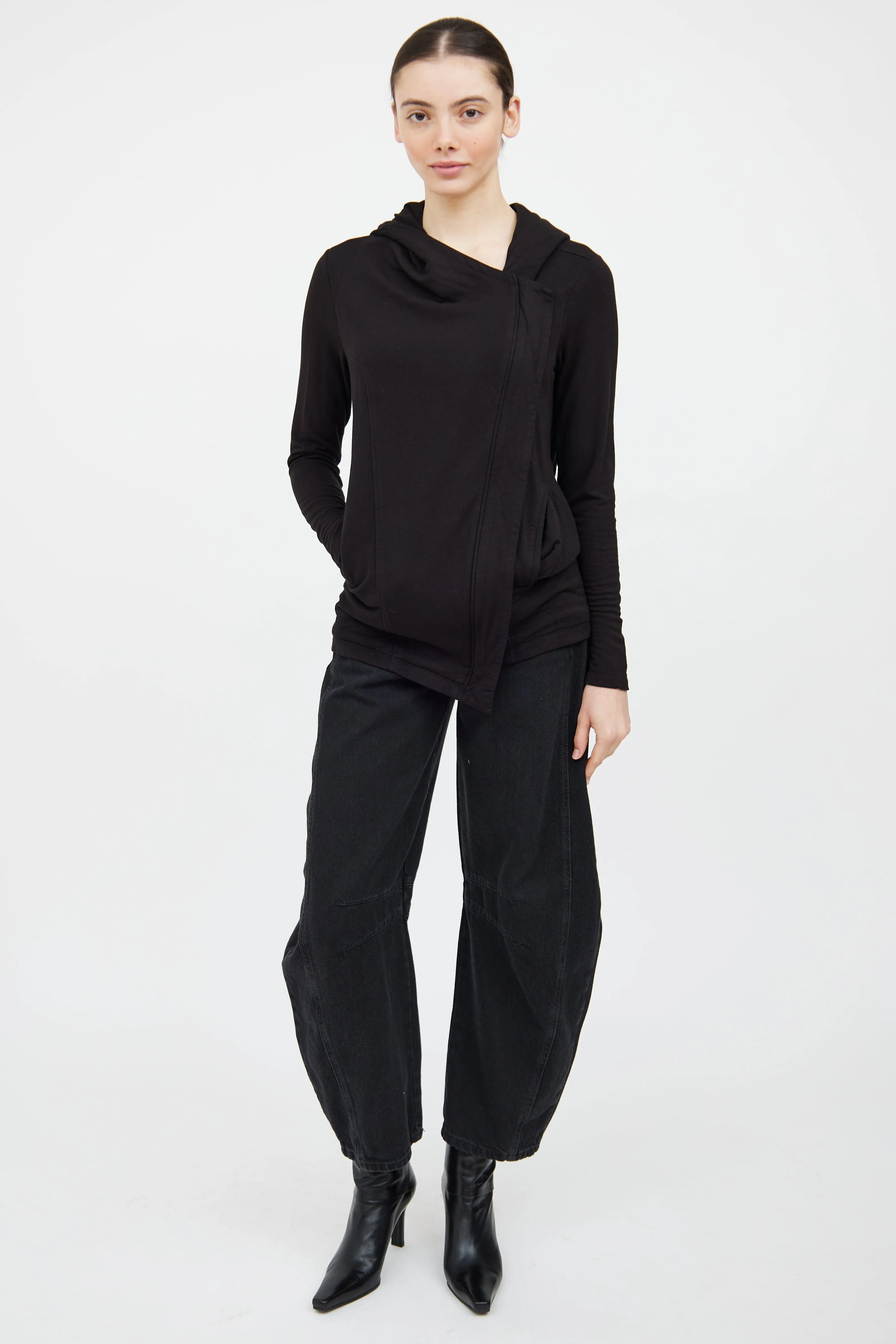 Asymmetrical Zip Hood Top