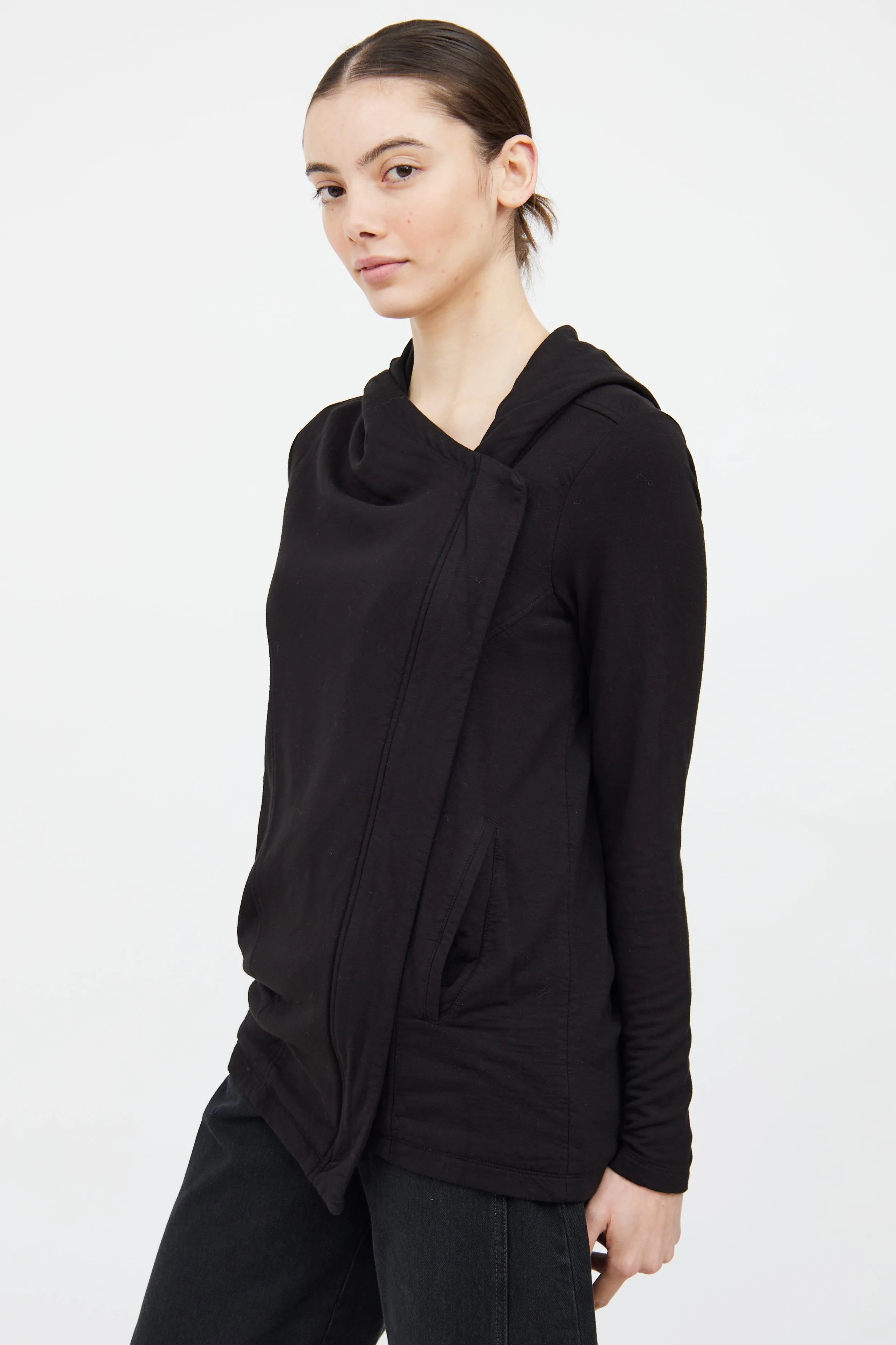 Asymmetrical Zip Hood Top