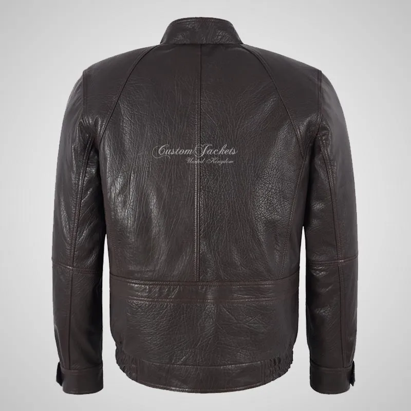 BECKETT Mens Leather Bomber Blouson Jacket Brown