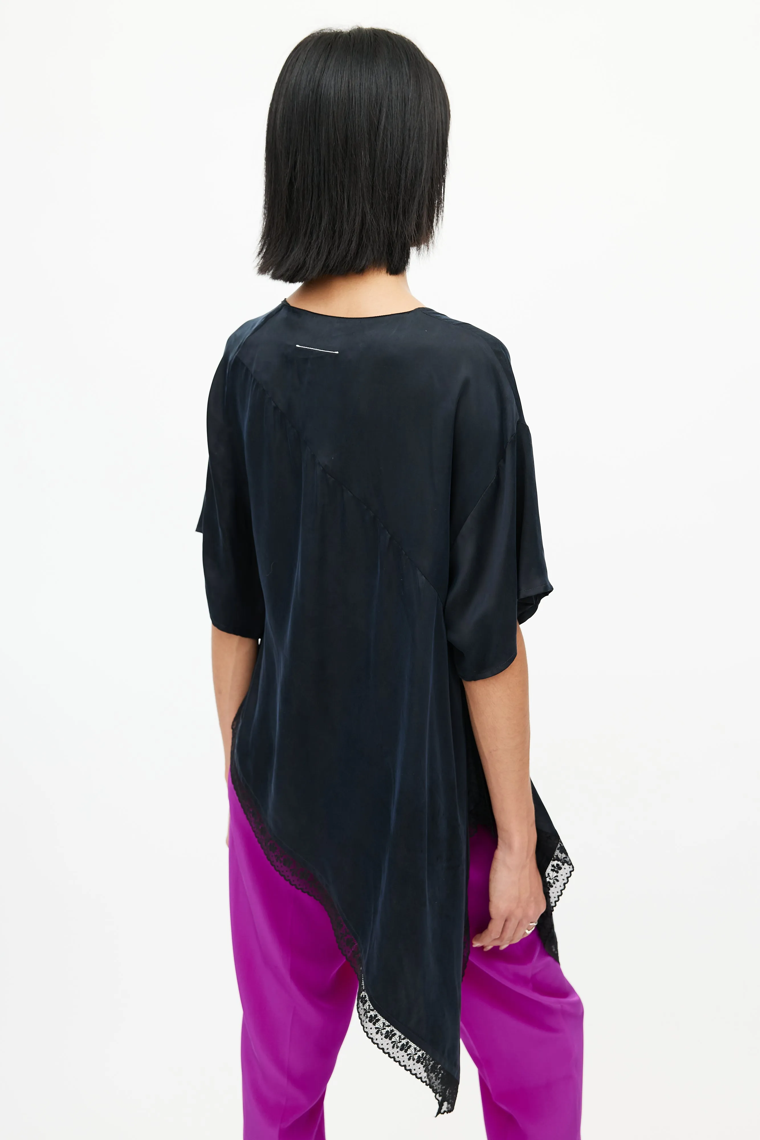 Black Asymmetrical Lace Top