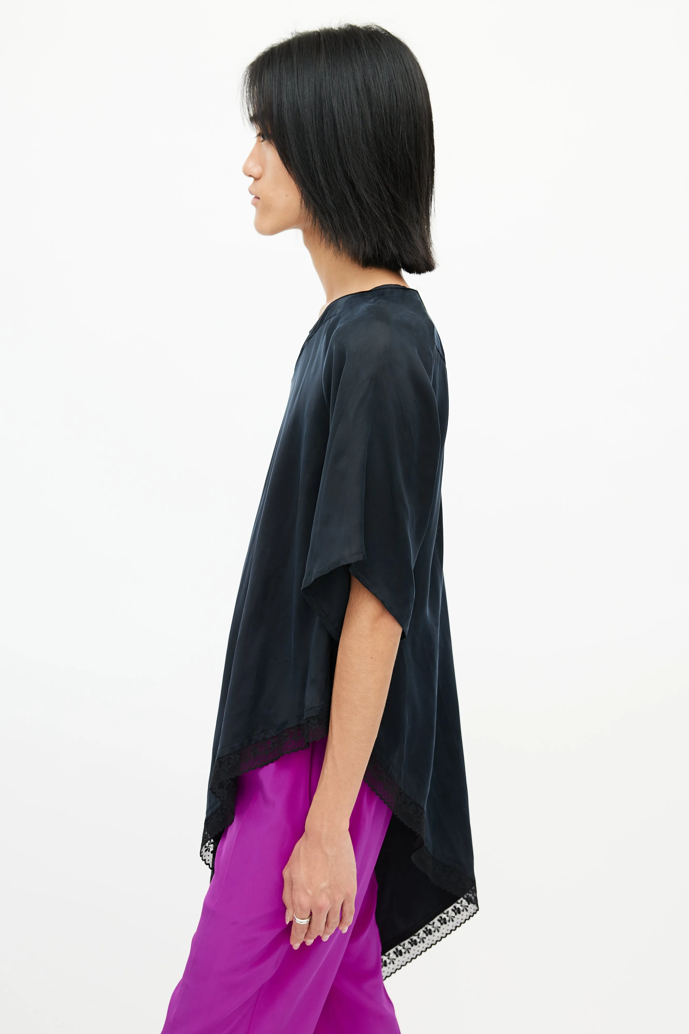 Black Asymmetrical Lace Top