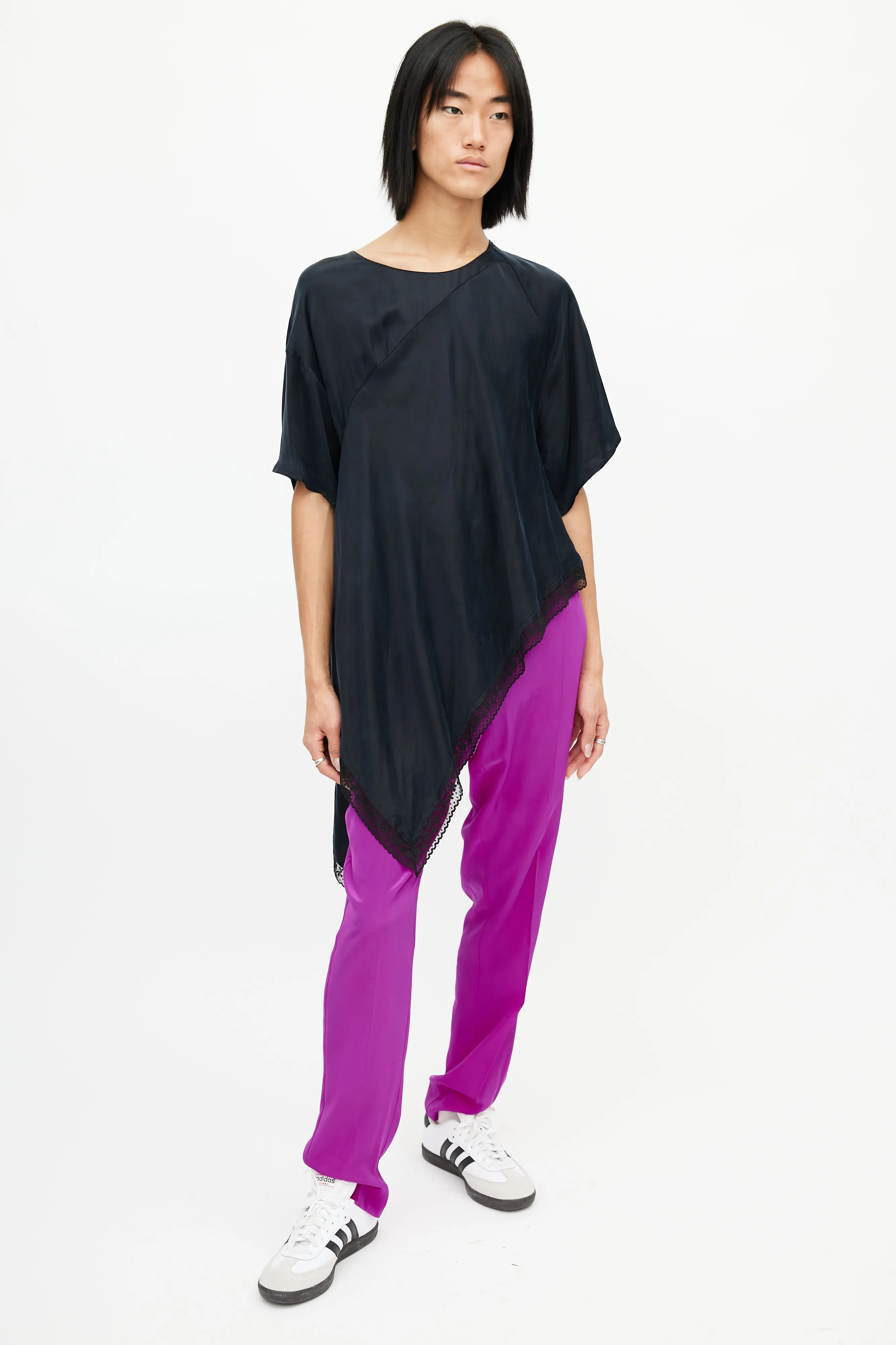 Black Asymmetrical Lace Top