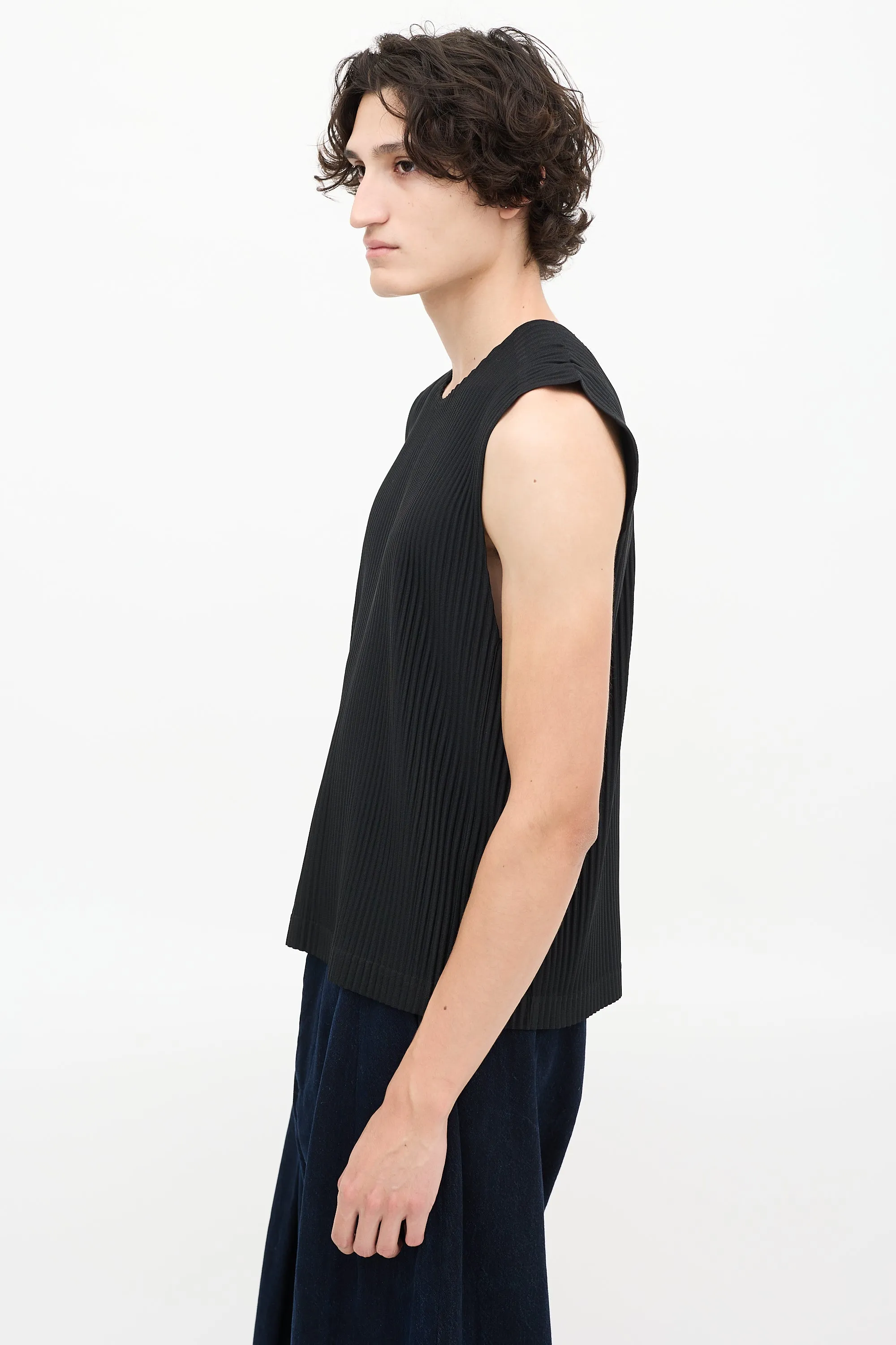 Black Pleated Tank Top