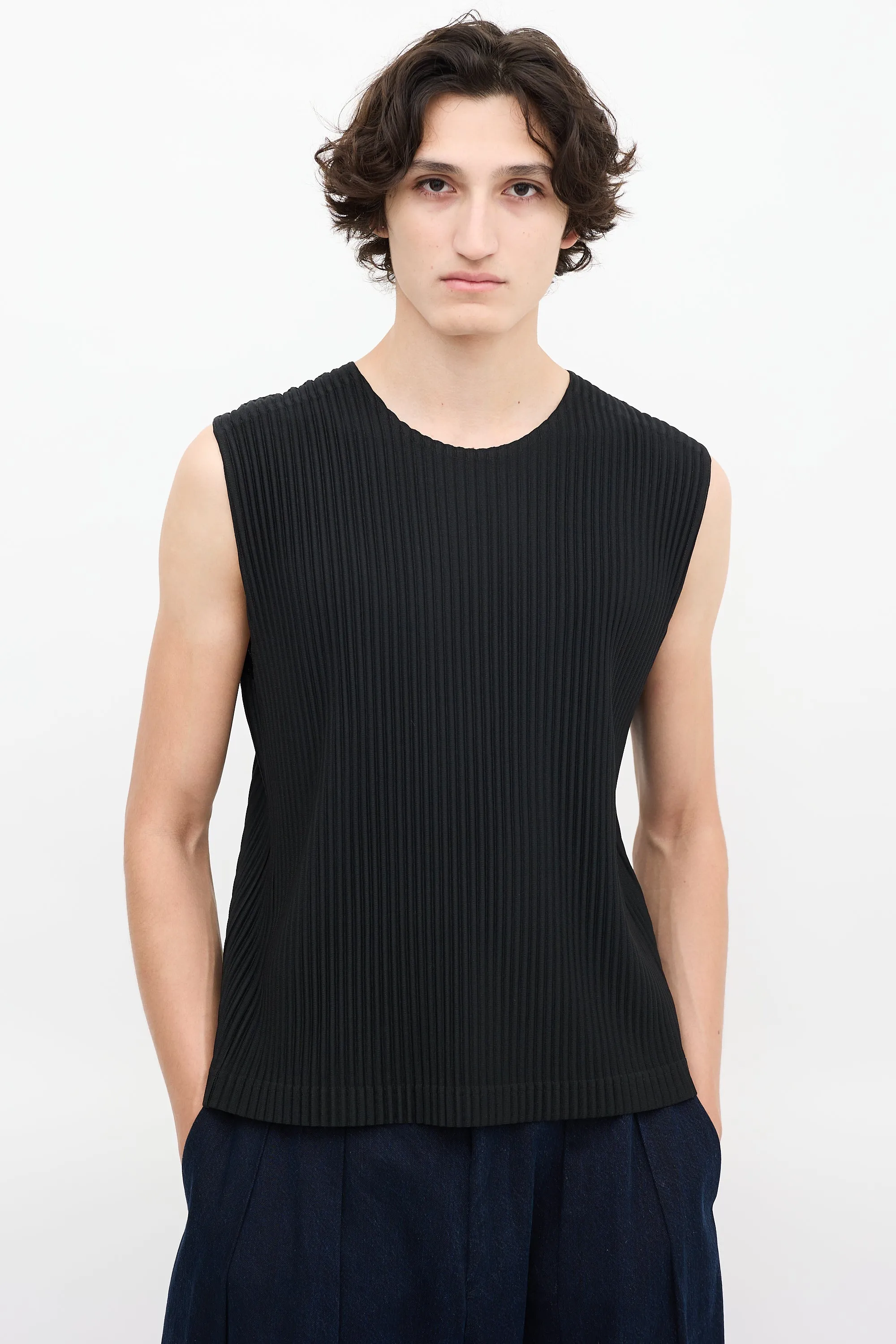 Black Pleated Tank Top