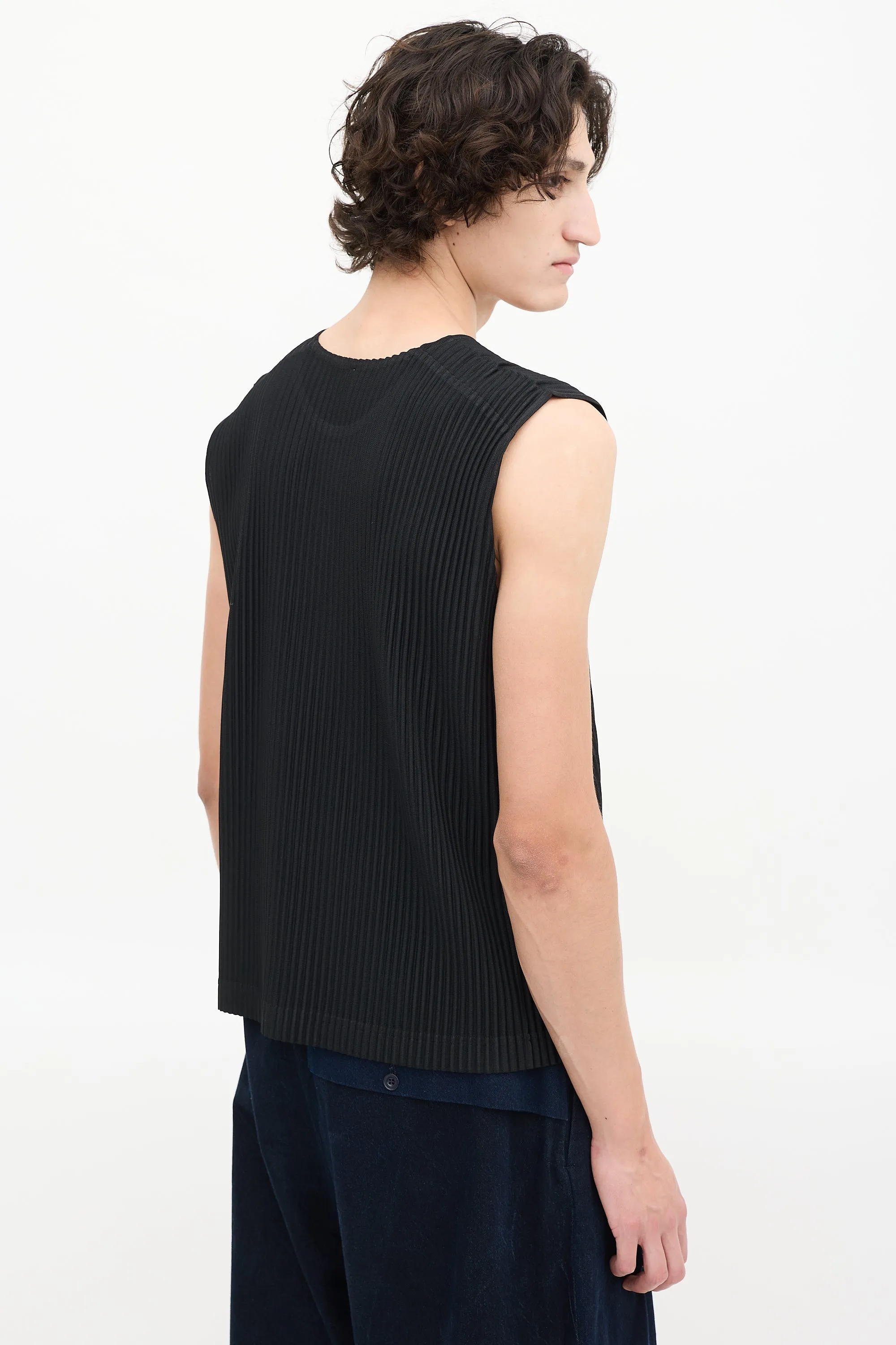 Black Pleated Tank Top