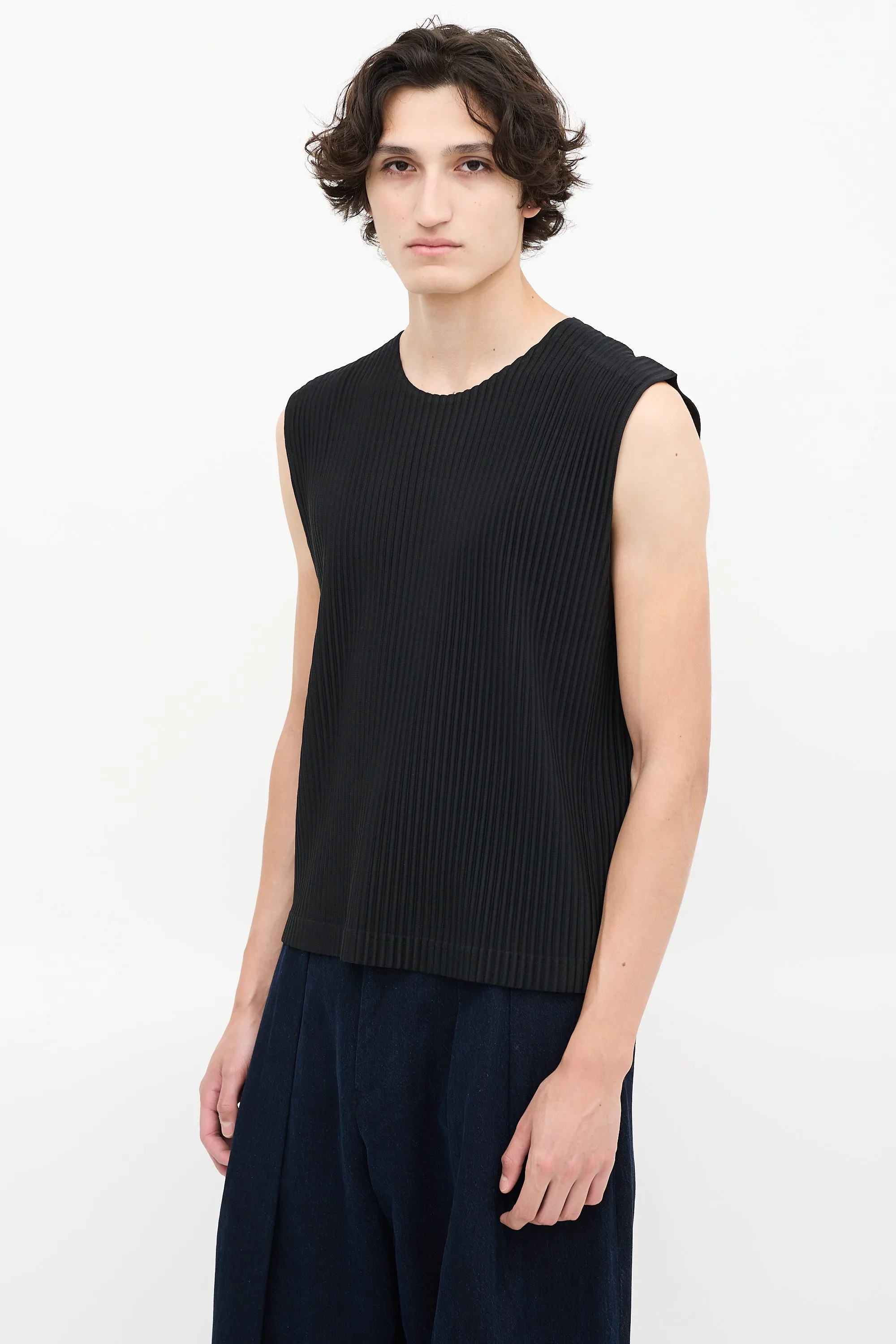 Black Pleated Tank Top