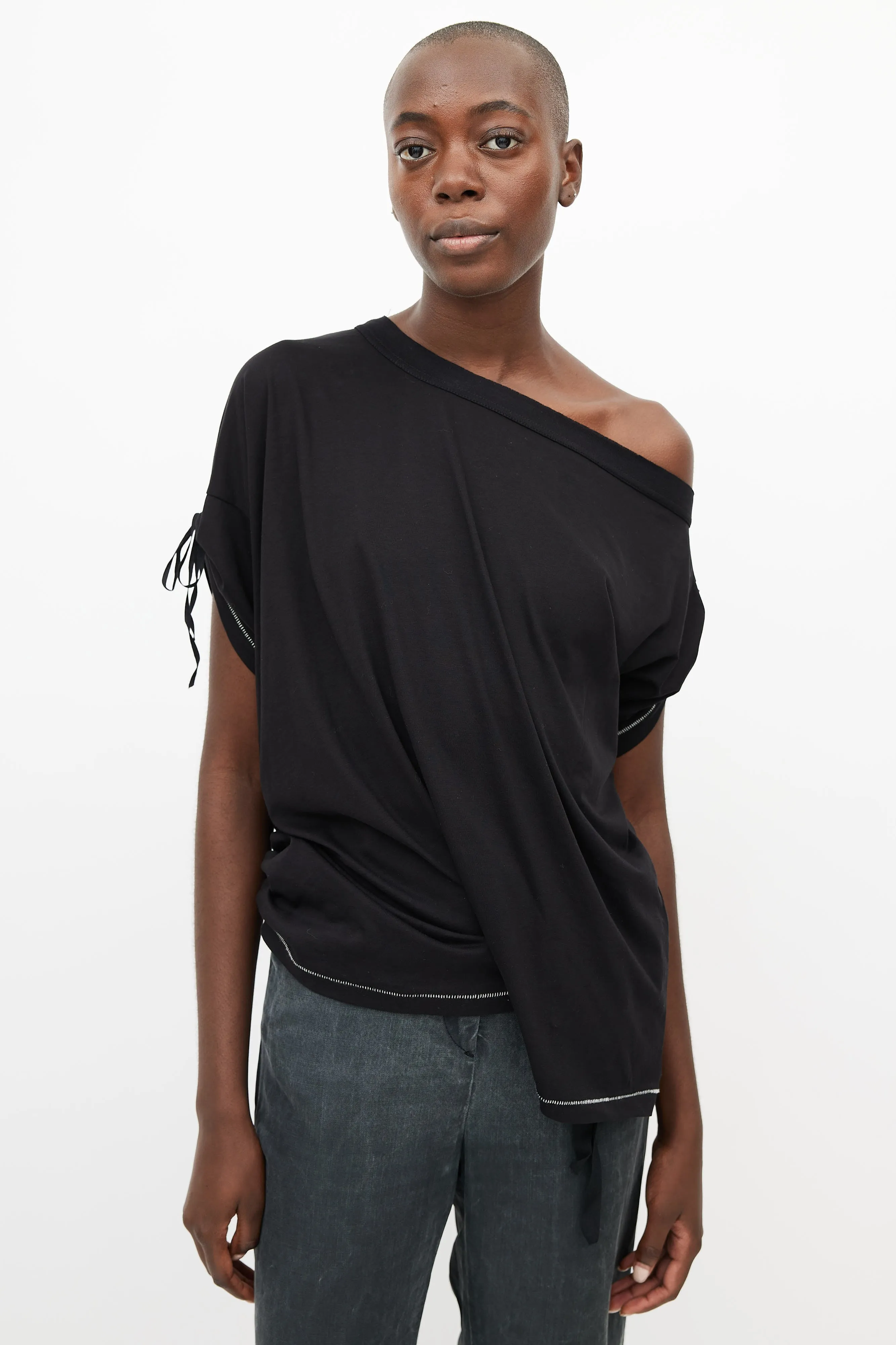 Black Tie Asymmetrical Top