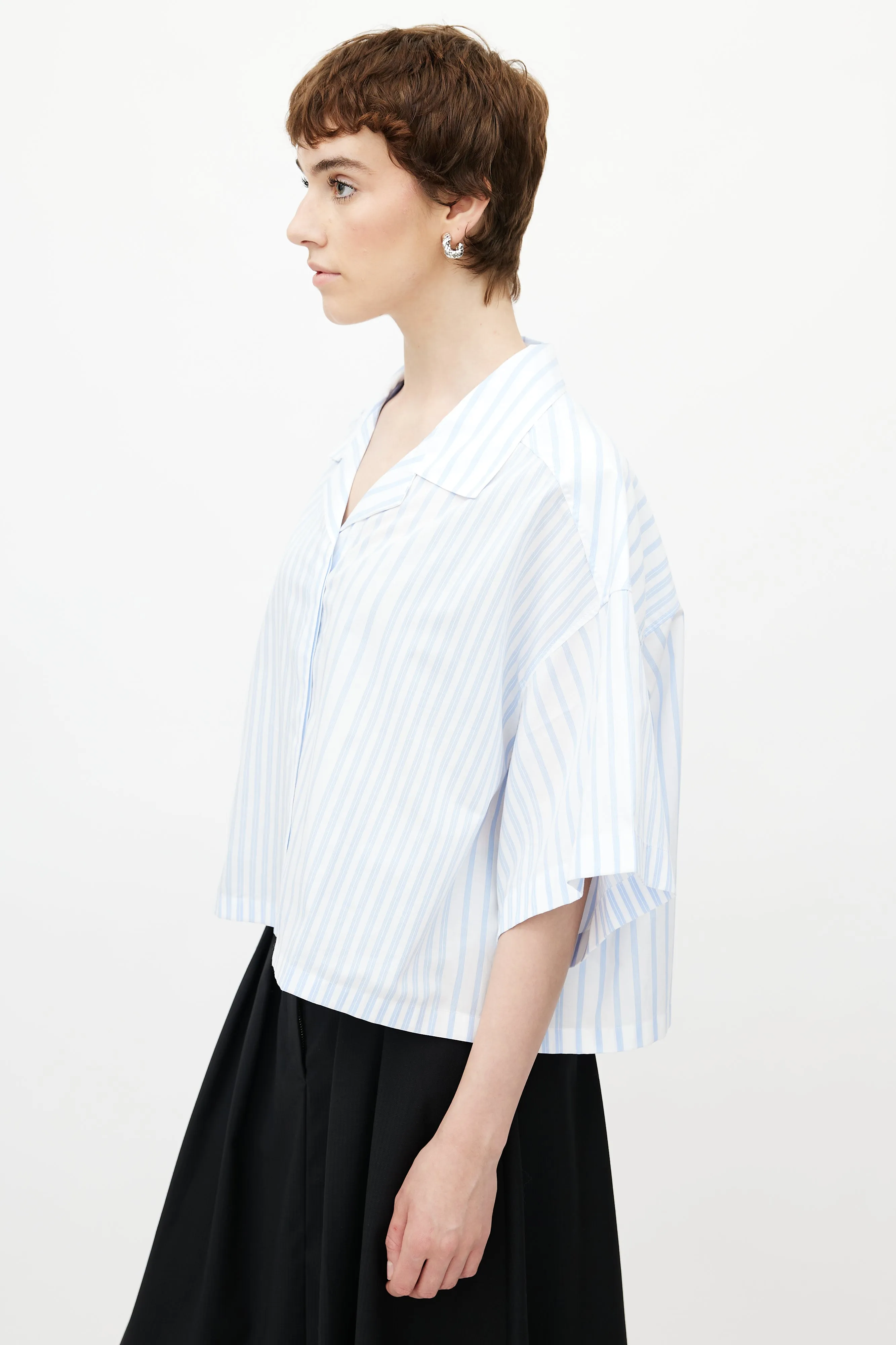 Blue & White Striped Boxy Shirt