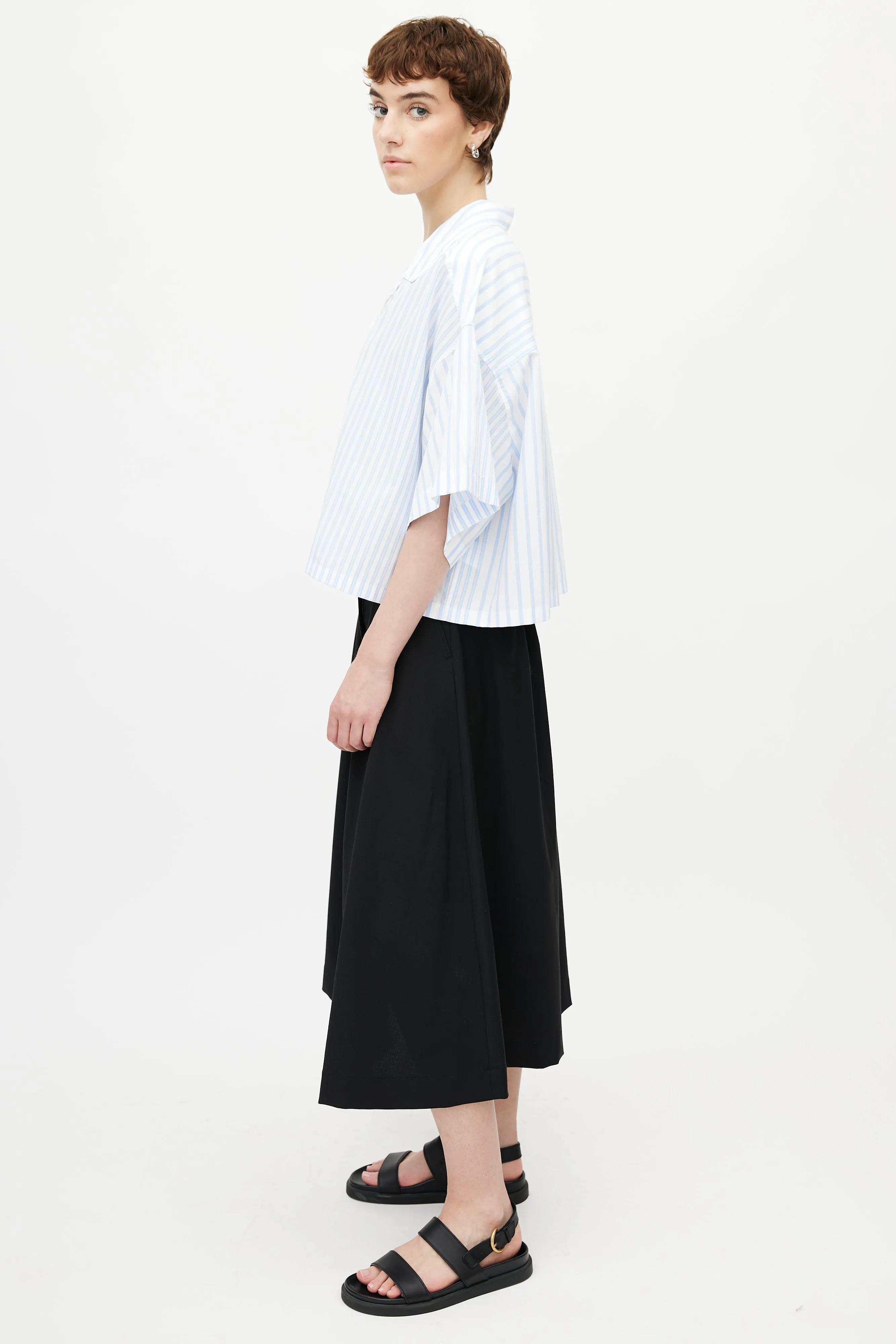 Blue & White Striped Boxy Shirt