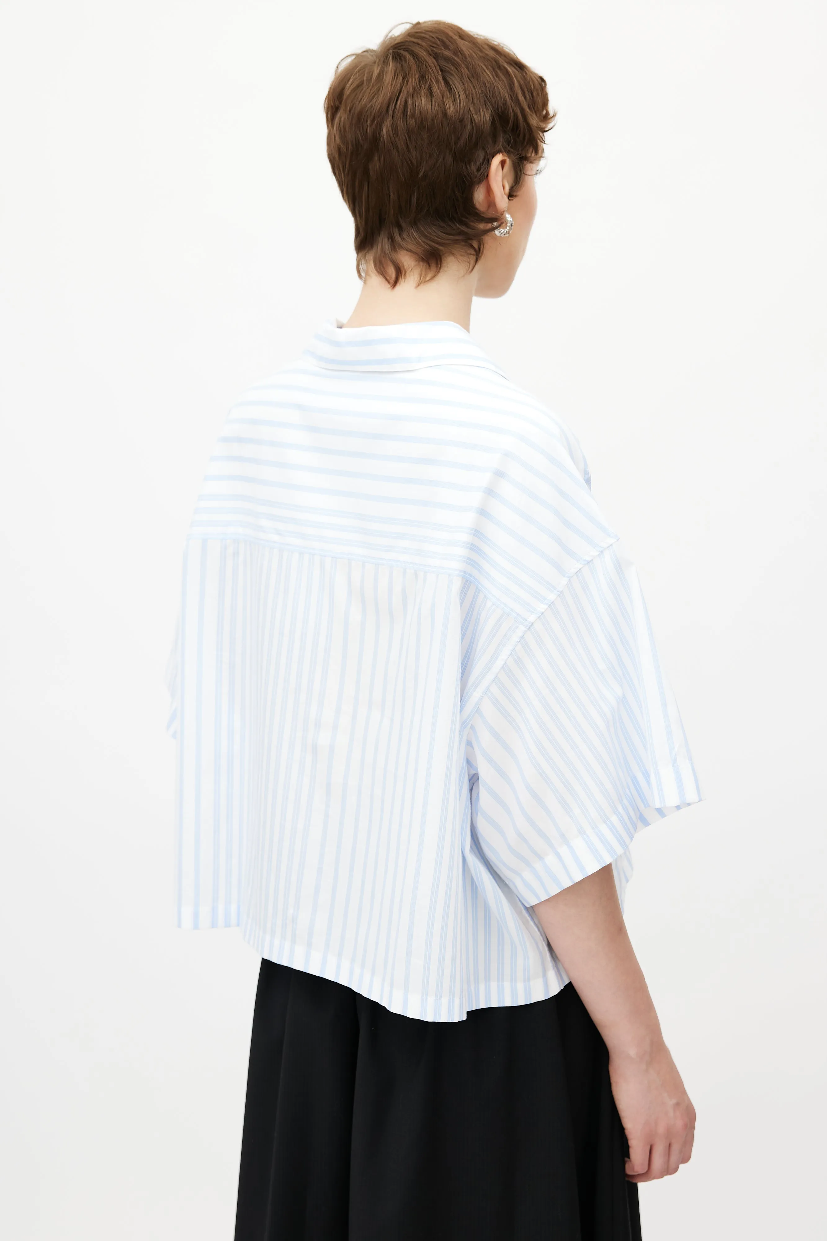 Blue & White Striped Boxy Shirt