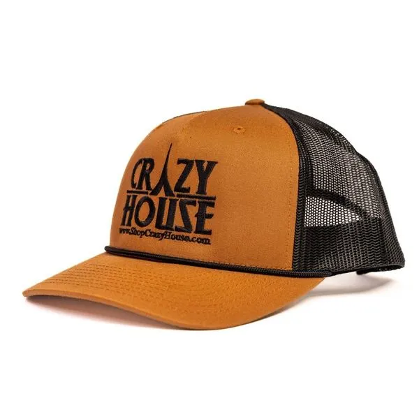 Brown Trucker Snapback with  Crazy House Stitching