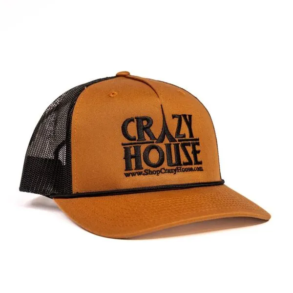 Brown Trucker Snapback with  Crazy House Stitching