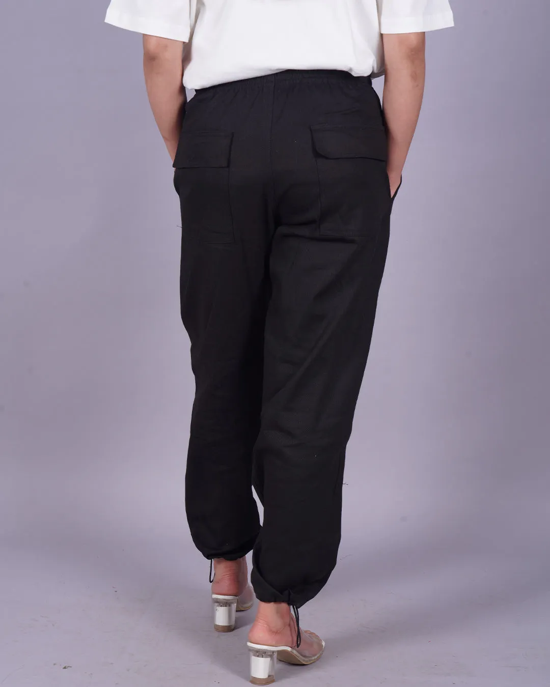 Femme Black Adjustable Cargo Pants - Popcorn Vibes