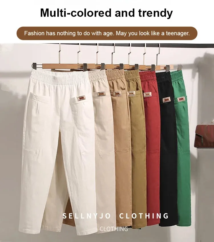 👖Hot Sale 49% OFF🔥Women's Elastic Waist Cotton Trousers