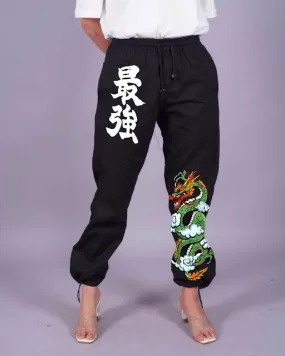 Lavish Comfort: Snacky Dragon's Black Cargo Pants for Ladies