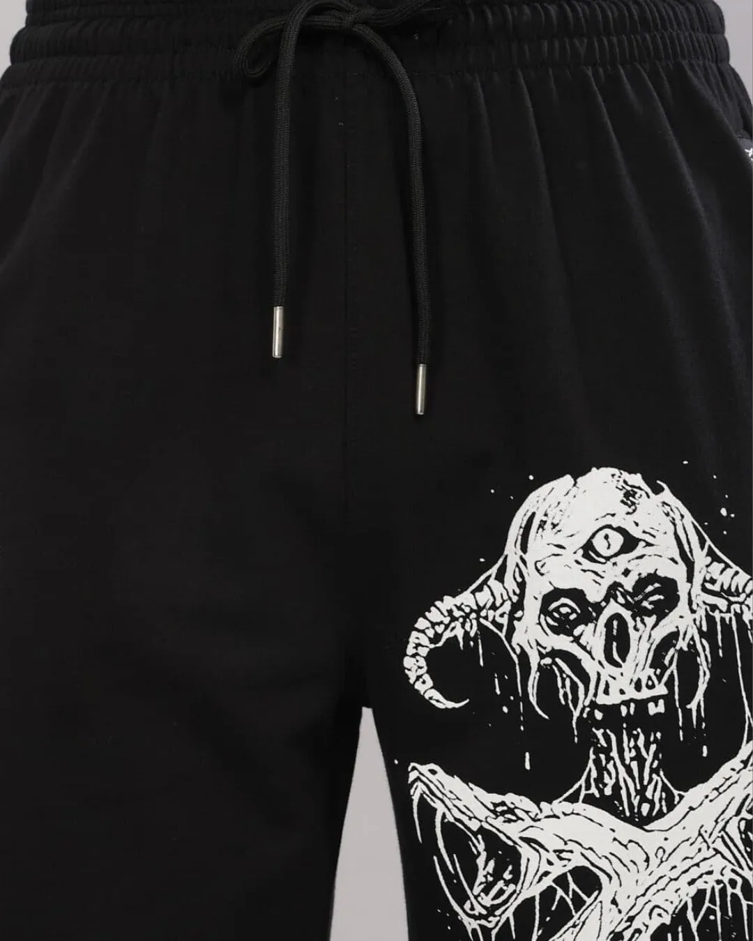 Men's Black Cotton Pant - Ghost Skull
