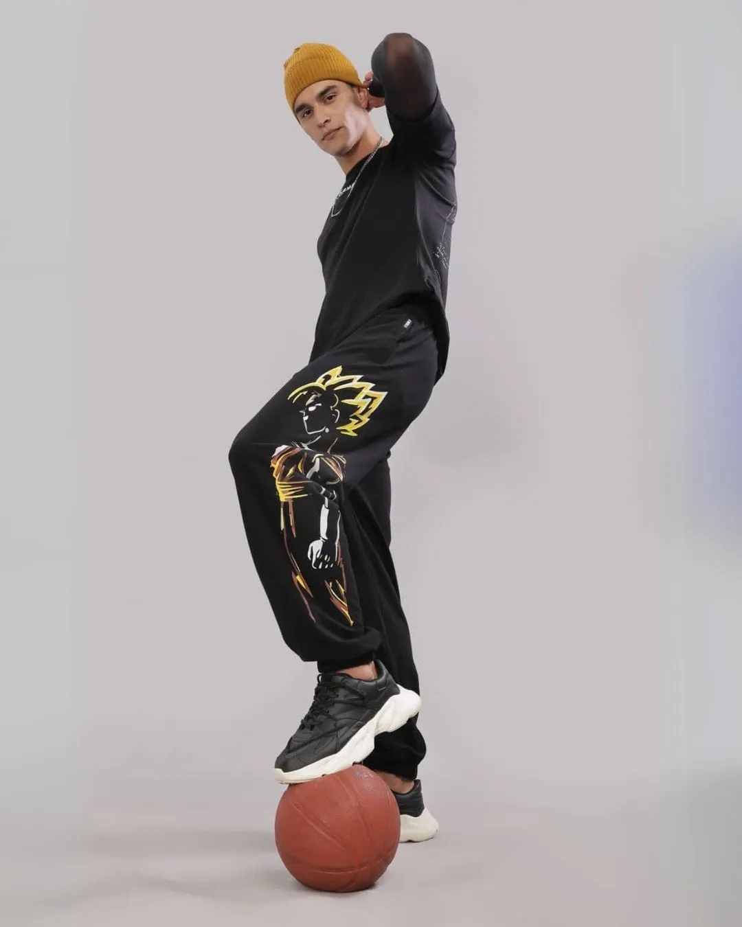 Men's Black Cotton Pant - Golden Goku(*)