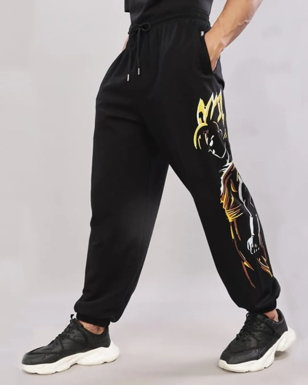 Men's Black Cotton Pant - Golden Goku(*)