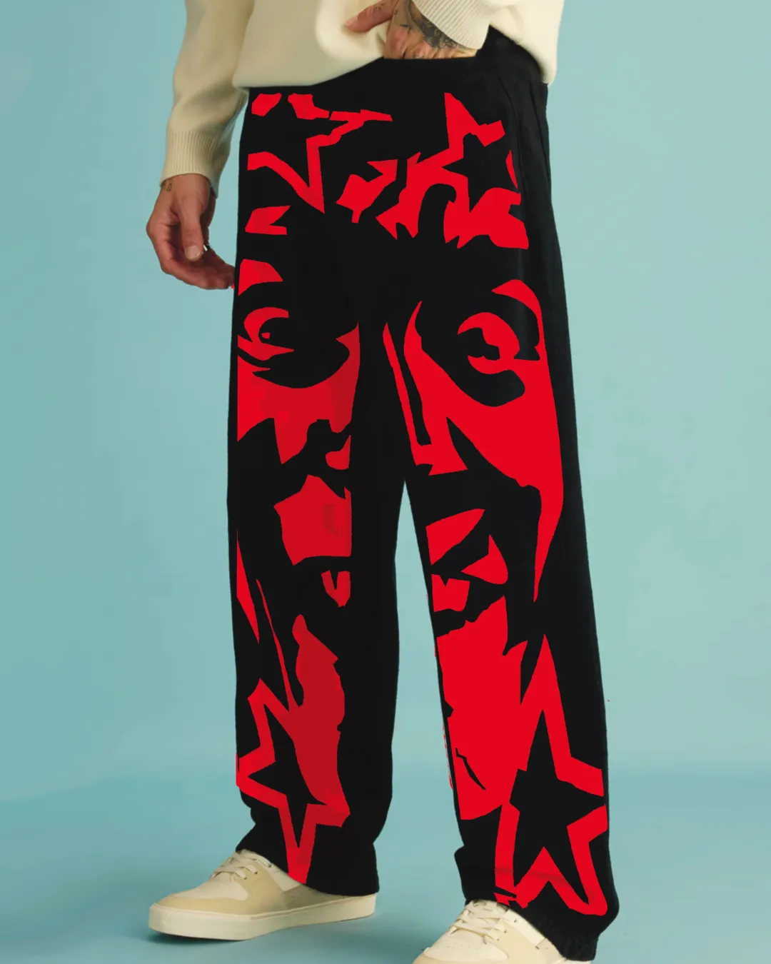 Men's Black Cotton Pant - Red Blood(*)