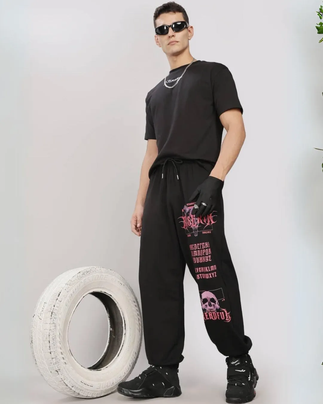 Men's Black Cotton Pant - Skull Trend(*)