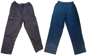 Mens CARGO PANTS Trousers Elastic Waist 100% COTTON Army Military PLAIN Casual