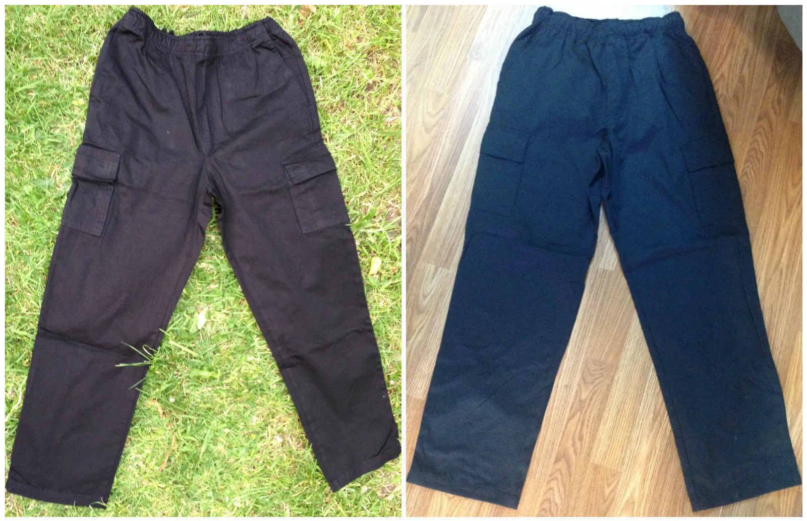 Mens CARGO PANTS Trousers Elastic Waist 100% COTTON Army Military PLAIN Casual