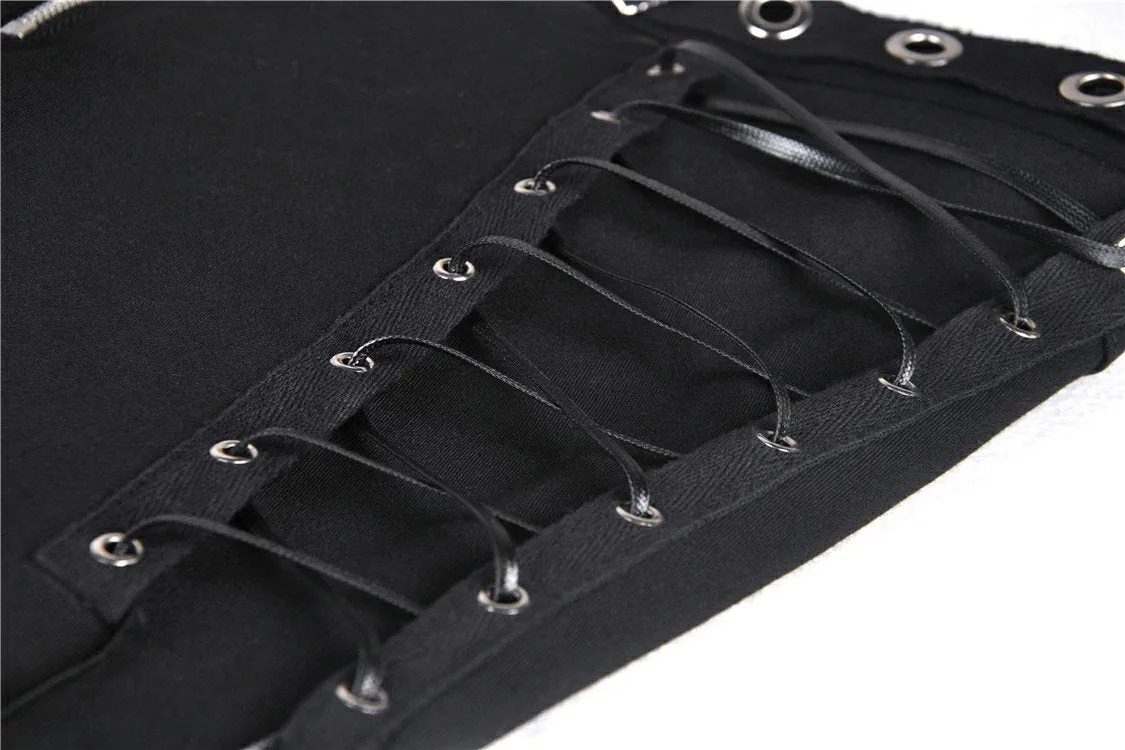 Punk hollow leg asymmetrical elastic trousers PW095
