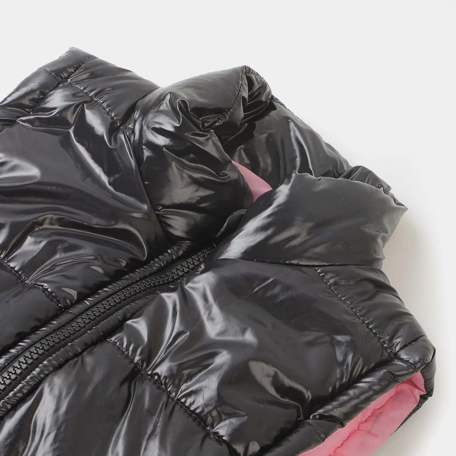 Teens Girls Quilted Jacket Basic S/L-BLACK