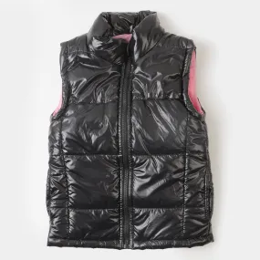 Teens Girls Quilted Jacket Basic S/L-BLACK