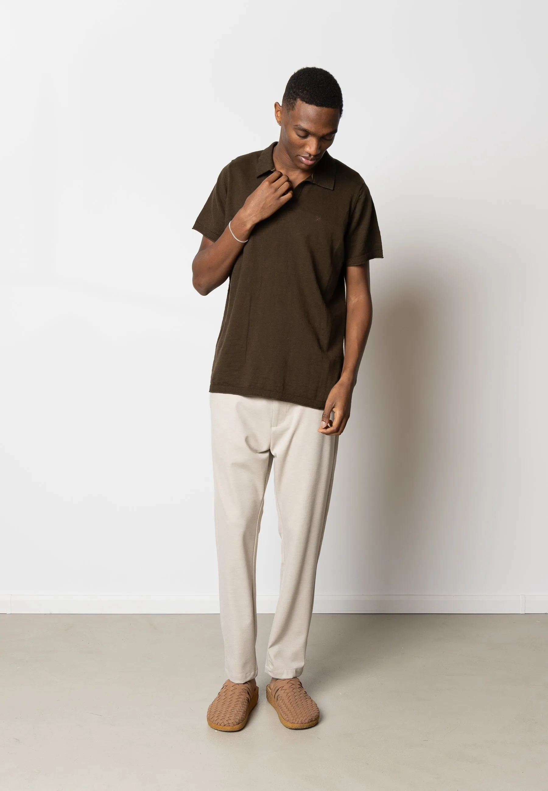 Thomas knitted polo - Dark Brown