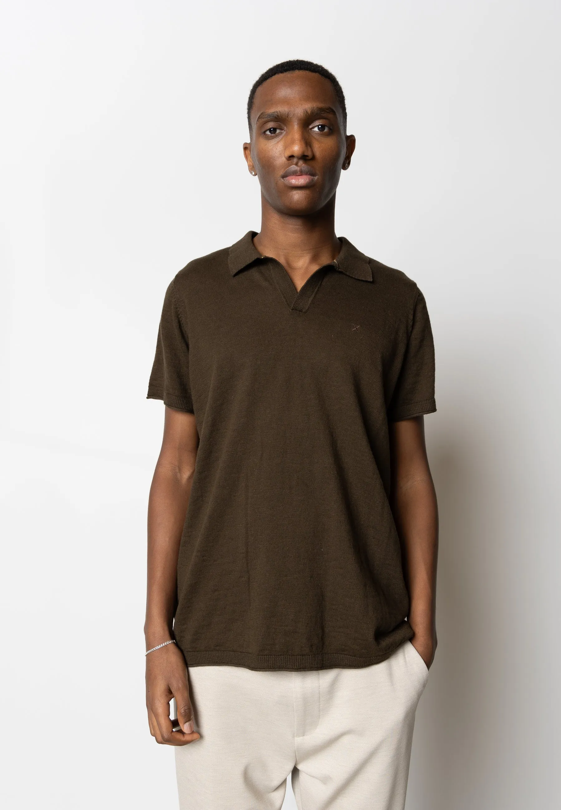 Thomas knitted polo - Dark Brown