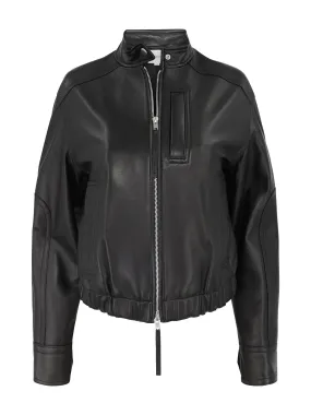 Vince Leather Cropped Bomber Jacket