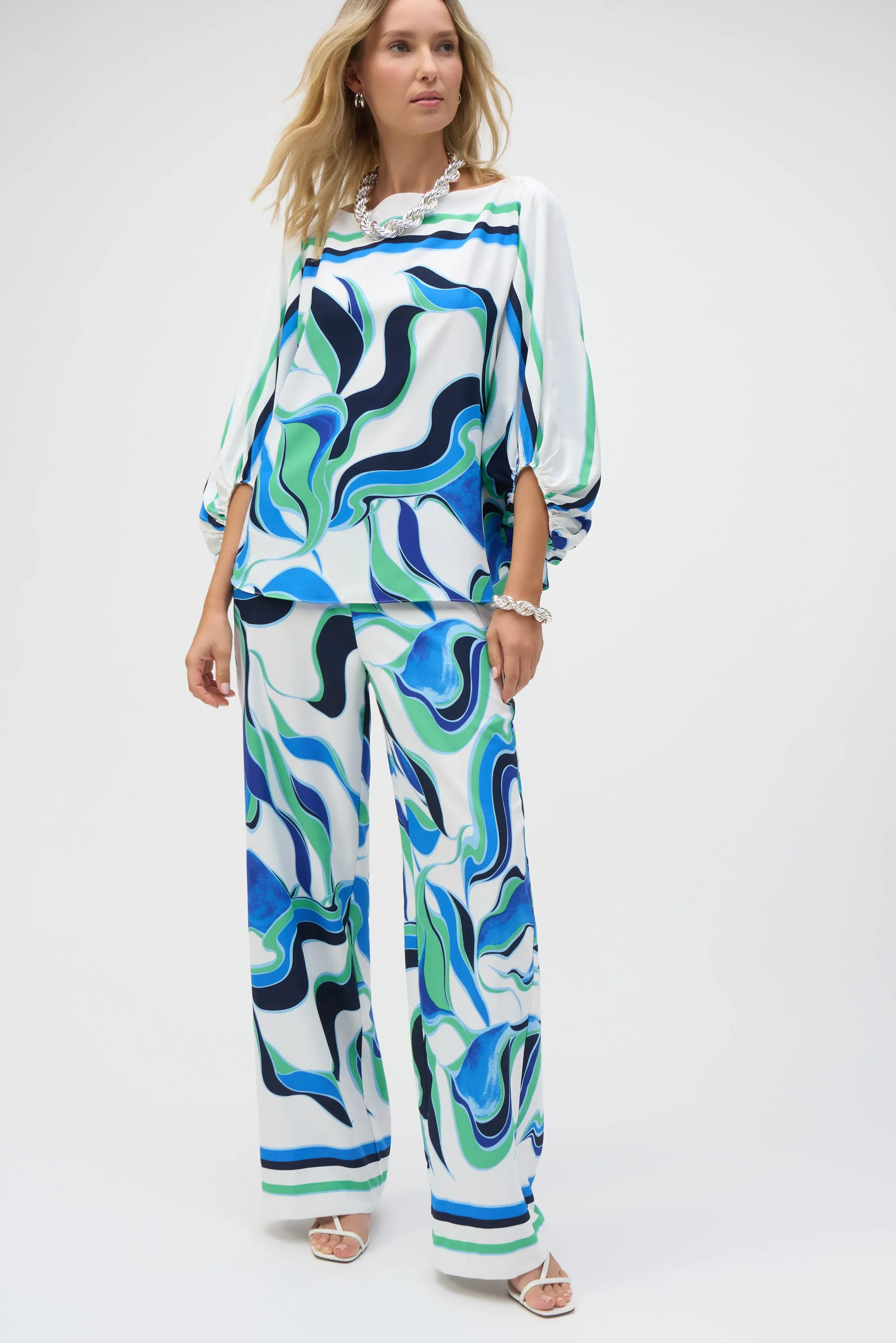 Woven Abstract Print Boxy Top