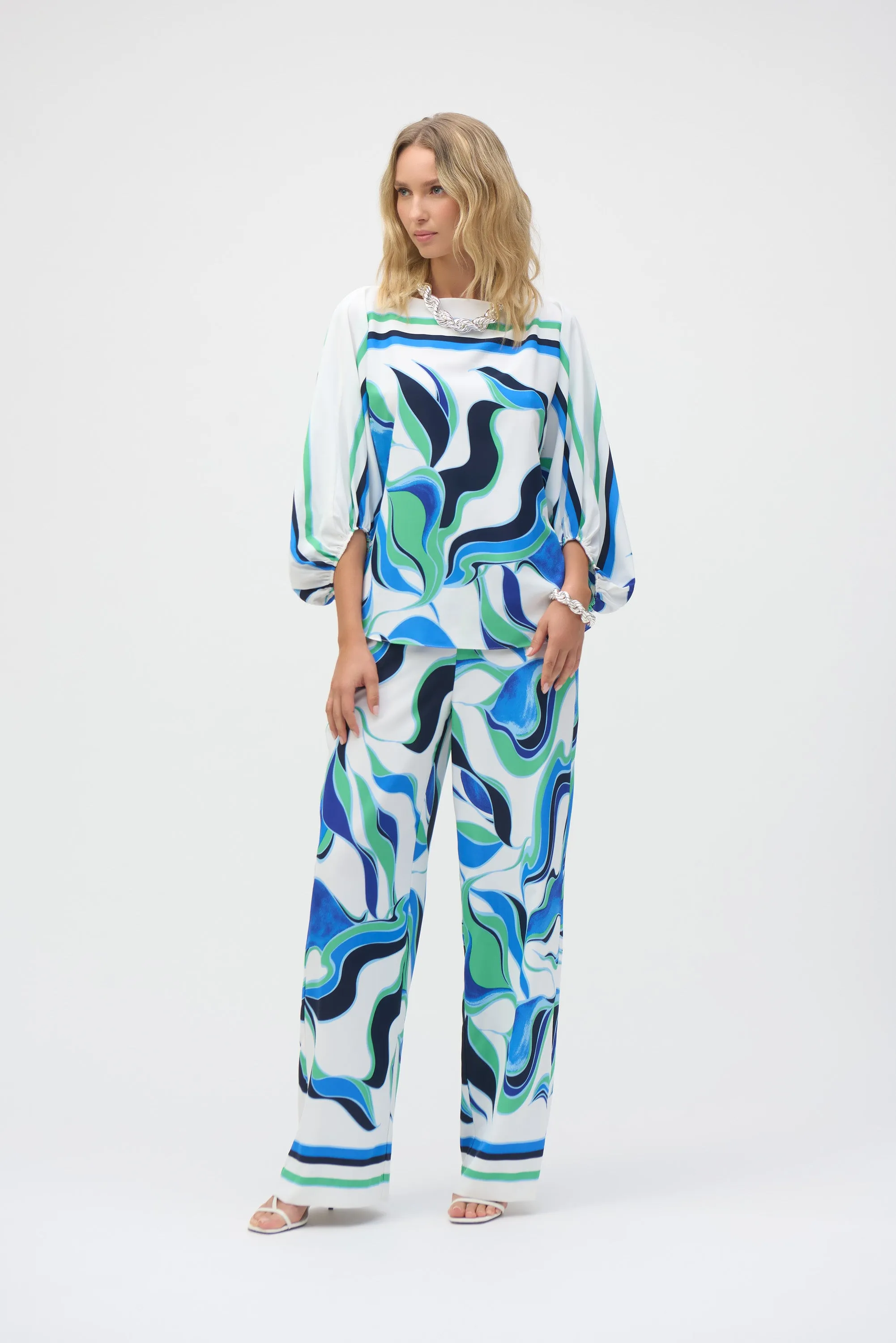 Woven Abstract Print Boxy Top