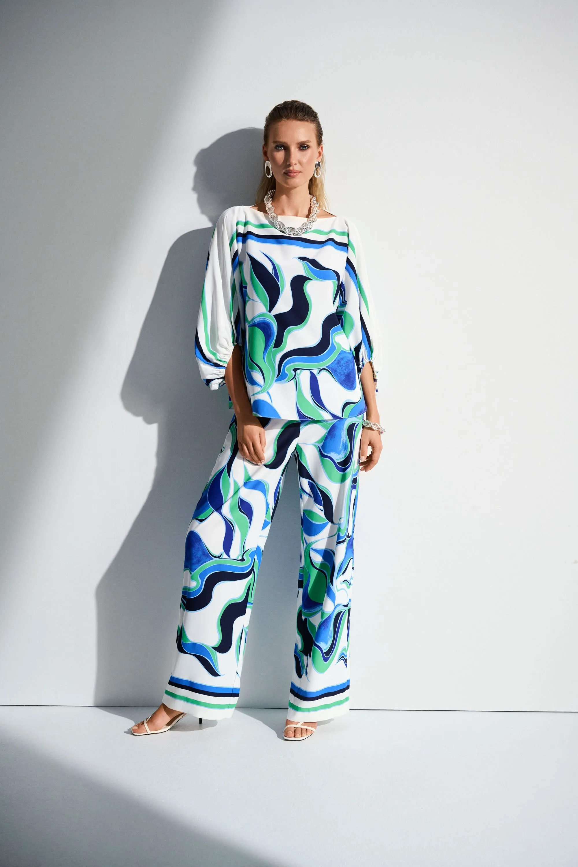 Woven Abstract Print Boxy Top